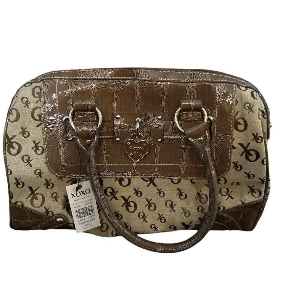 XOXO‎ Women's Satchel Handbag Dark Cognac with Heart Charm